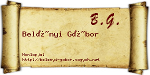 Belényi Gábor névjegykártya